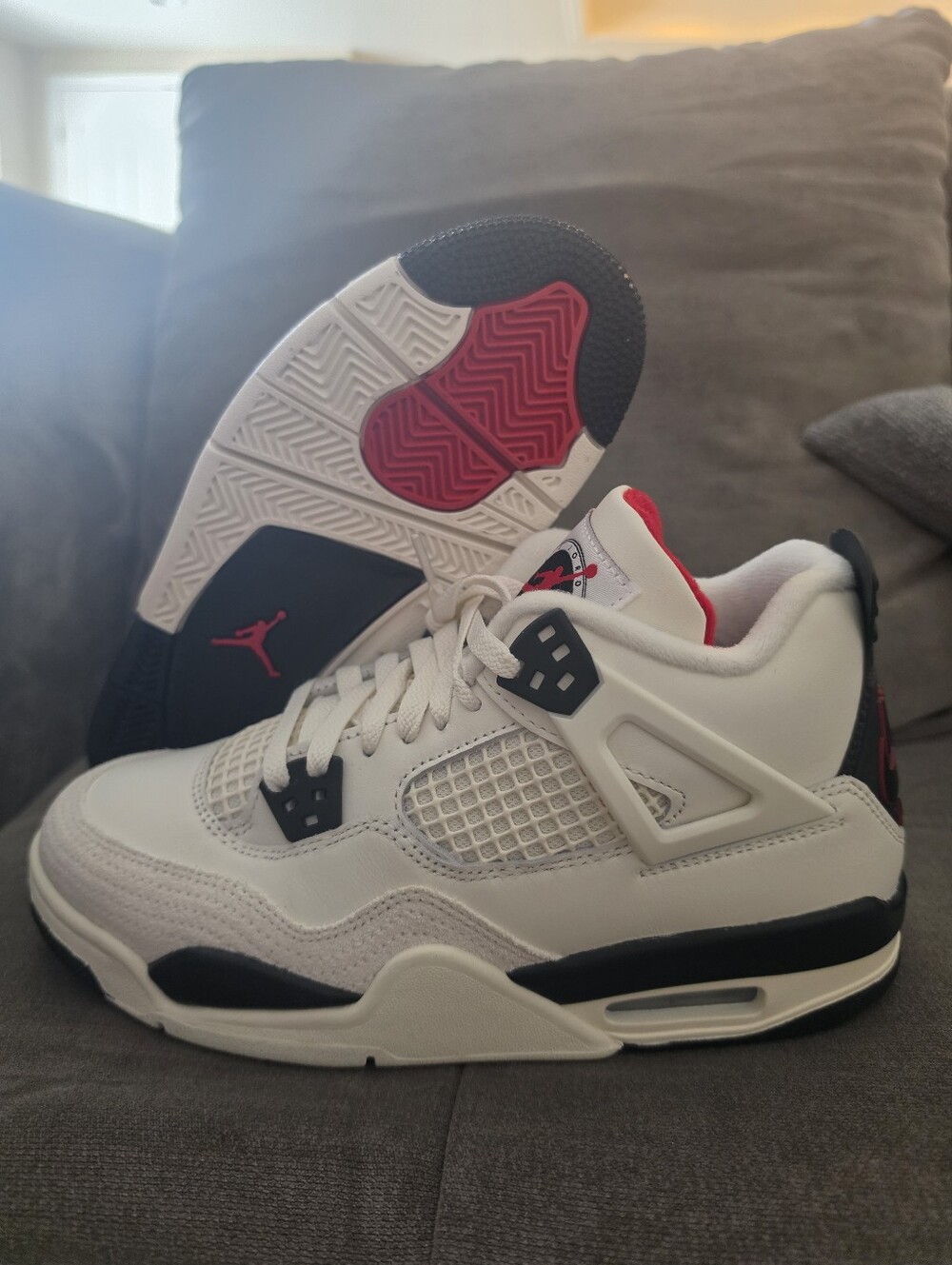 Air Jordan 4 Retro Flight Club GS Size 6.5Y Sail Black Red IM4026-100 New No Box